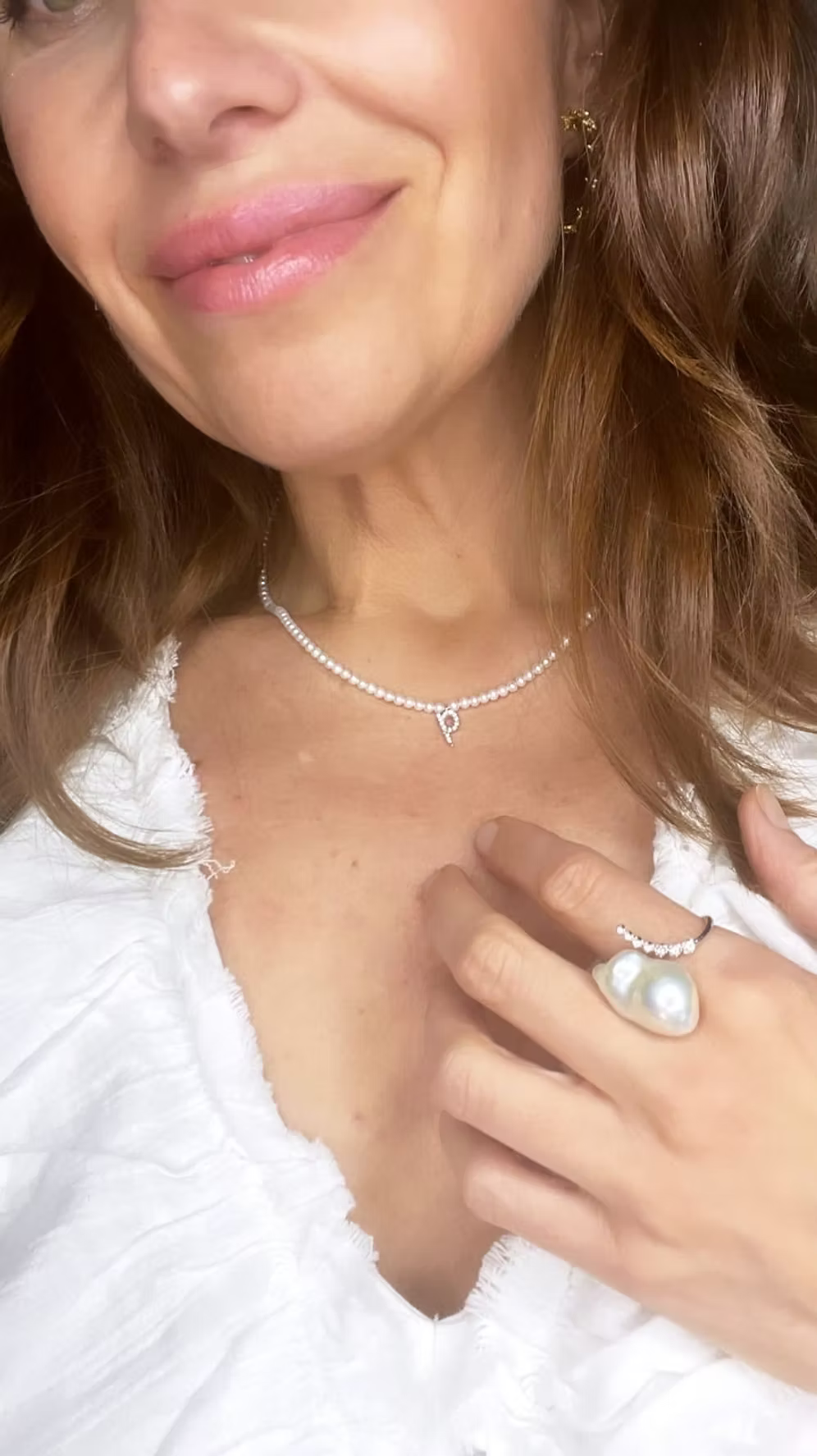INICIÁLA perlový náhrdelník s diamantem